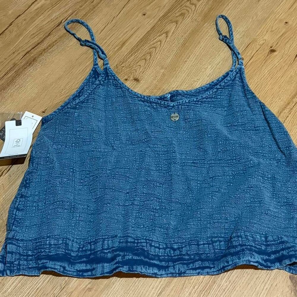 Rip-curl Women's Blue Cami Tank Top NEW button details chambray - Picture 4 of 6